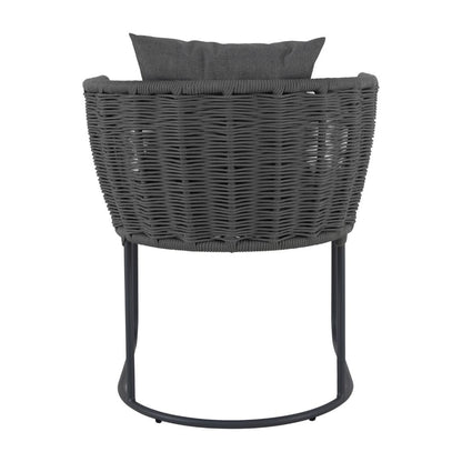 Susi Armchair Aluminum Lead Color Nautical Rope Gray Color Upholstered Seat Quaker Fabric Mixed Gray