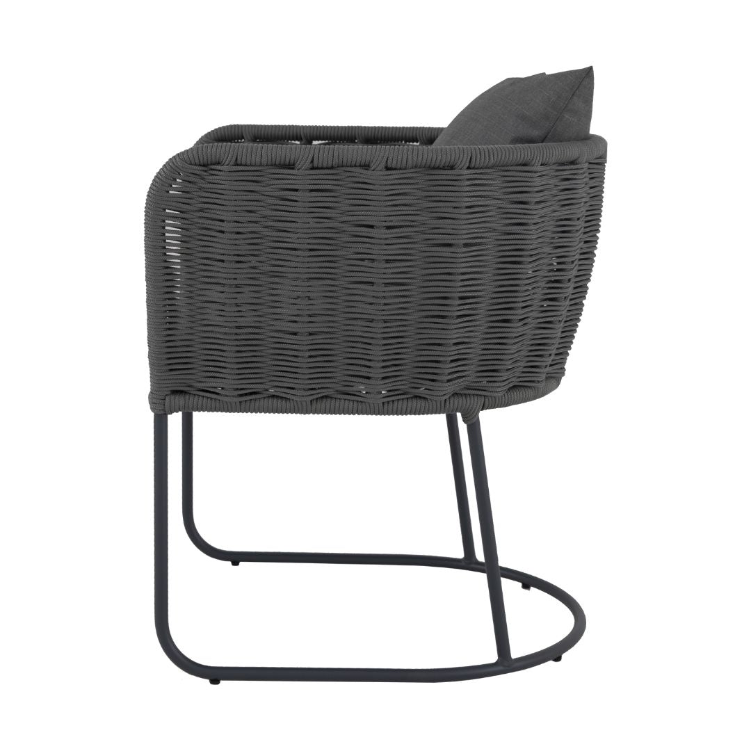 Susi Armchair Aluminum Lead Color Nautical Rope Gray Color Upholstered Seat Quaker Fabric Mixed Gray