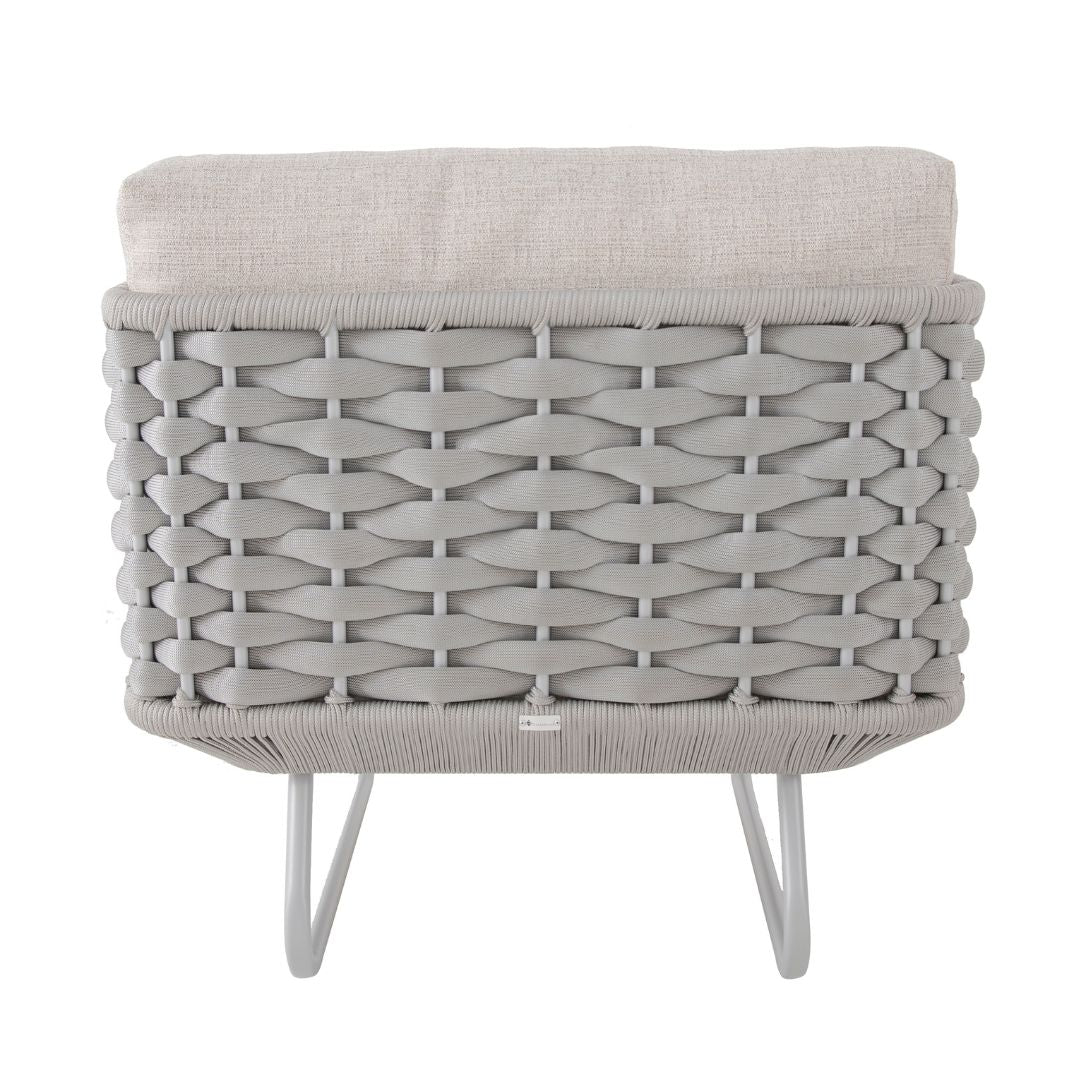 Sillón Veredas Aluminio Color Blanco Tejido Náutico Color Plata Asiento Tapizado Tela Quaker Mix Beige