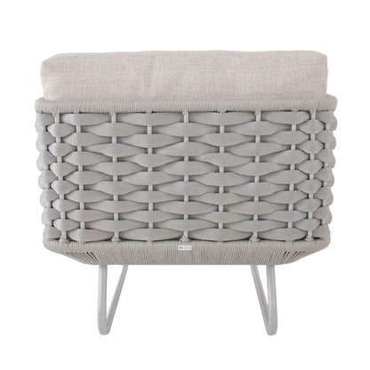 Sillón Veredas Aluminio Color Blanco Tejido Náutico Color Plata Asiento Tapizado Tela Quaker Mix Beige