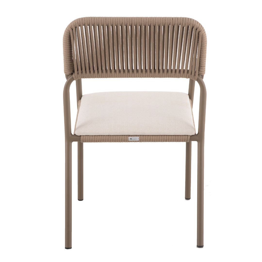 Sillón Village Aluminio Fendi Color Cuerda Náutica Color Marrón Asiento Tapizado Tela Quaker Arena