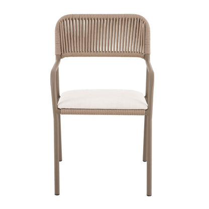 Sillón Village Aluminio Fendi Color Cuerda Náutica Color Marrón Asiento Tapizado Tela Quaker Arena