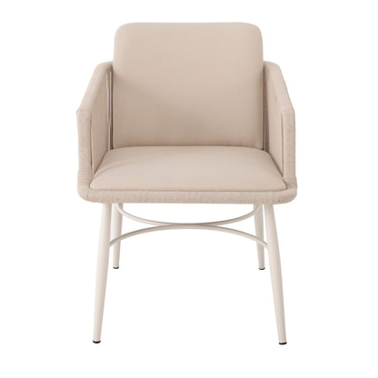 Sillón Villas Aluminio Color Beige Cuerda Náutica Color Arena Asiento Tapizado Capitán Tela Alabastro