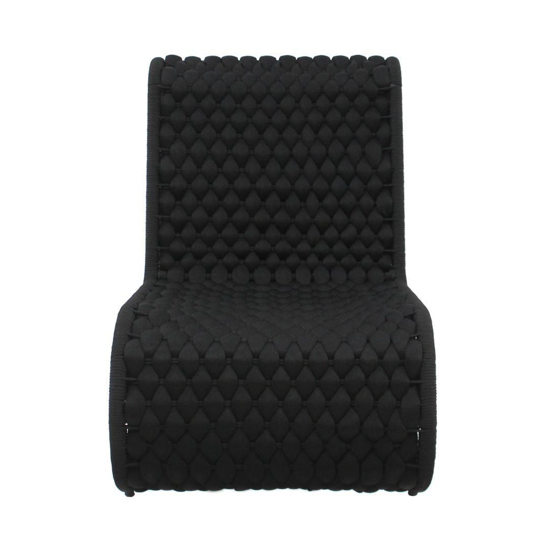Wave Aluminum Armchair, Black Color, Nautical Knit, Black Color