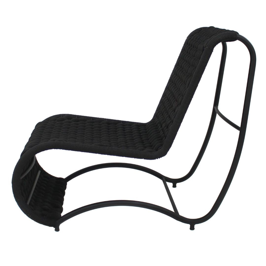 Wave Aluminum Armchair, Black Color, Nautical Knit, Black Color