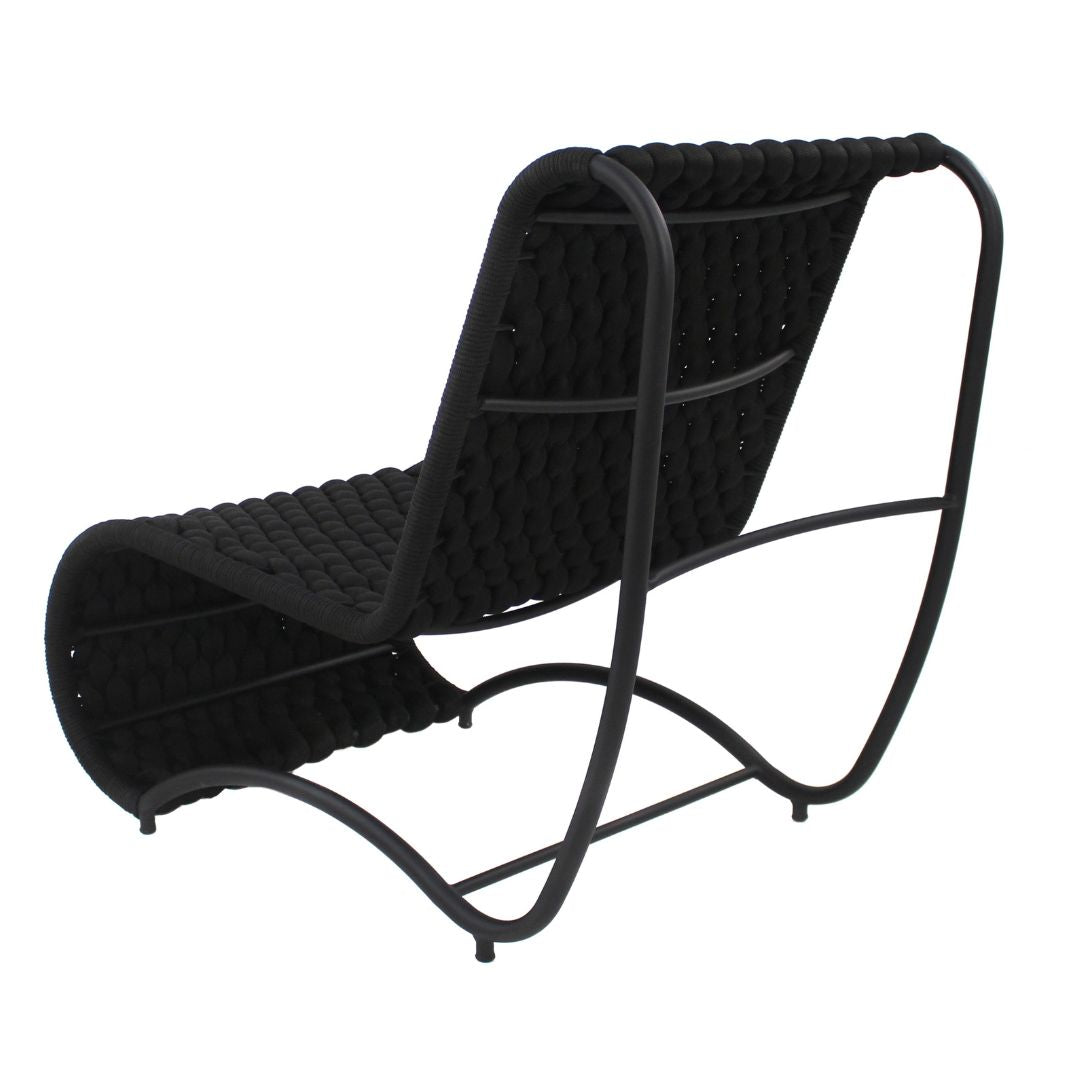 Wave Aluminum Armchair, Black Color, Nautical Knit, Black Color