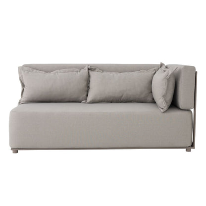 Sofá Angra de Aluminio Color Champán Respaldo y Asiento Tapizado en Tela Quaker Dublin Tweed