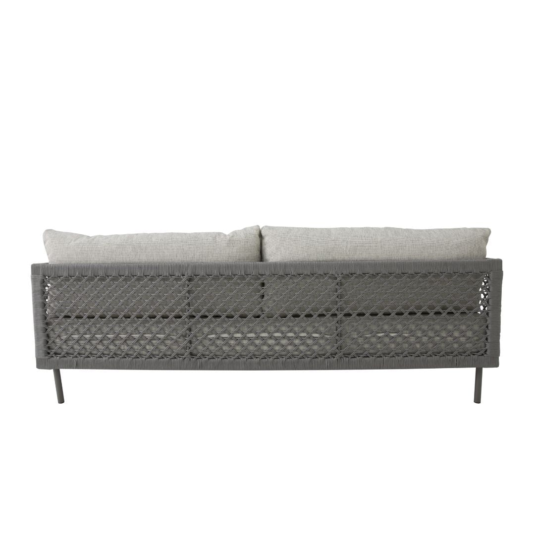 Refinement Sofa Aluminum Lead Color Nautical Rope Navy Blue Color Backrest and Seat Upholstered Tatami Fabric Grey Mix