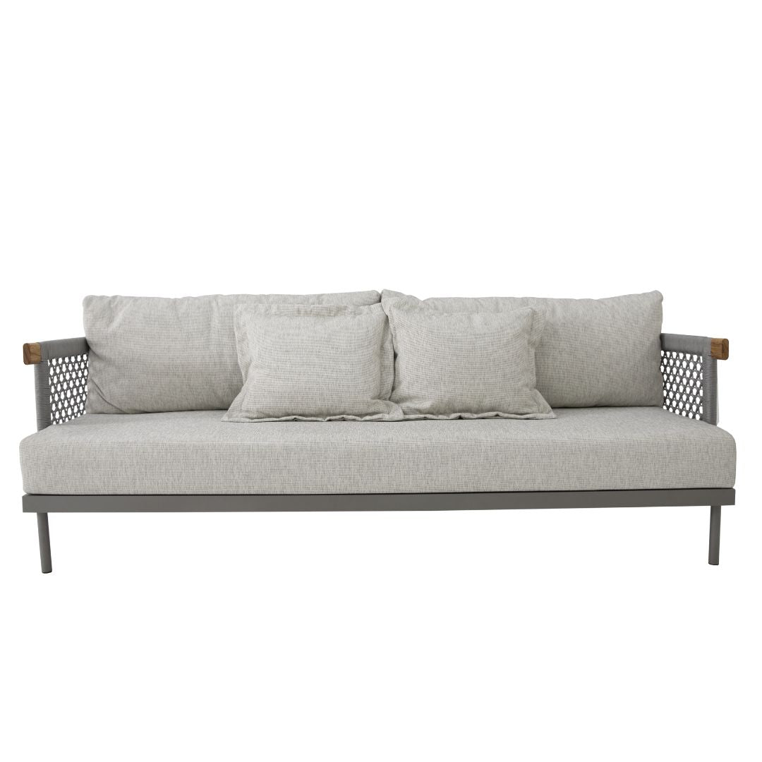 Refinement Sofa Aluminum Lead Color Nautical Rope Navy Blue Color Backrest and Seat Upholstered Tatami Fabric Grey Mix