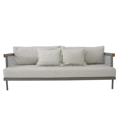 Refinement Sofa Aluminum Lead Color Nautical Rope Navy Blue Color Backrest and Seat Upholstered Tatami Fabric Grey Mix