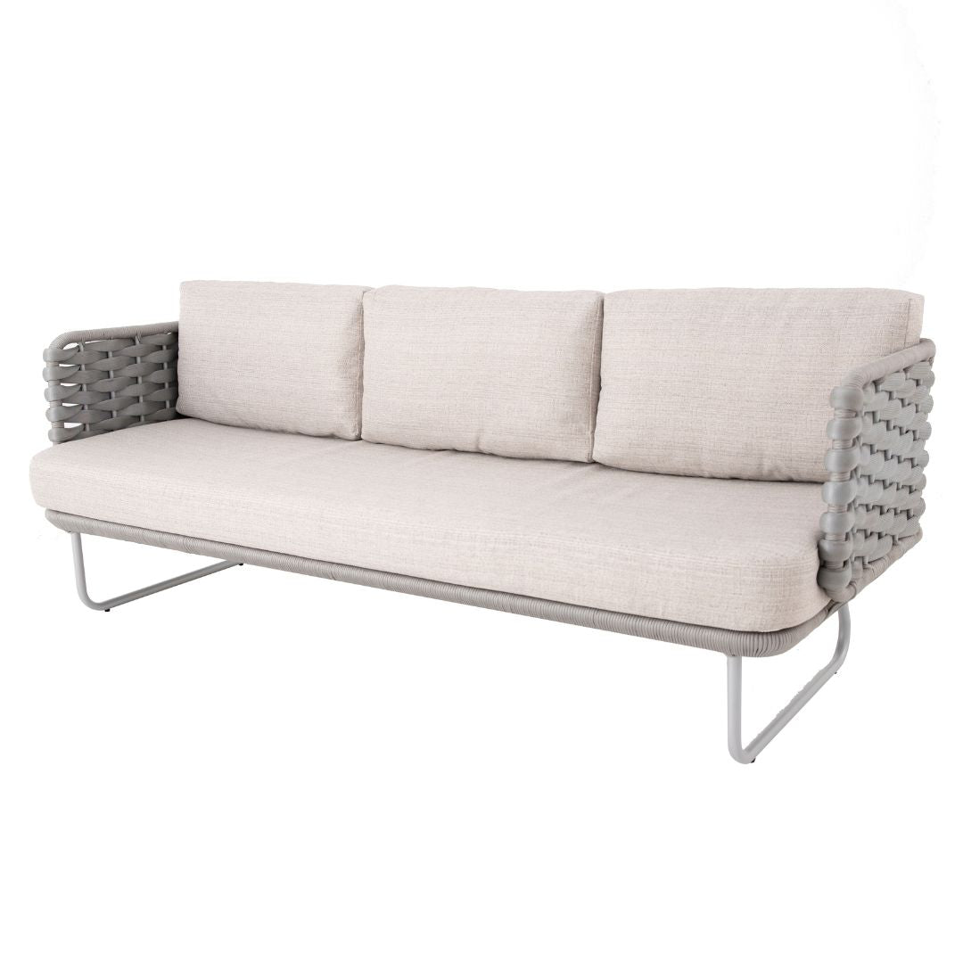 Sofá Veredas Aluminio Color Blanco Tejido Náutico Color Plata Asiento Tapizado Tela Quaker Mix Beige