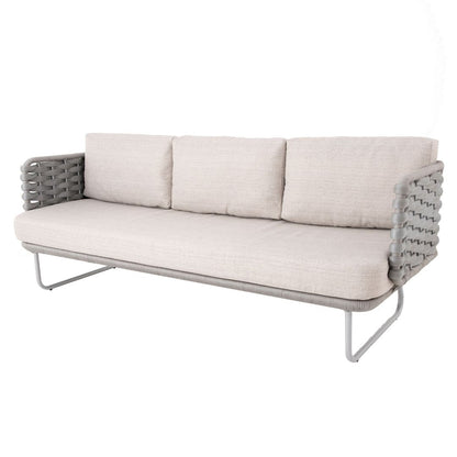 Sofá Veredas Aluminio Color Blanco Tejido Náutico Color Plata Asiento Tapizado Tela Quaker Mix Beige