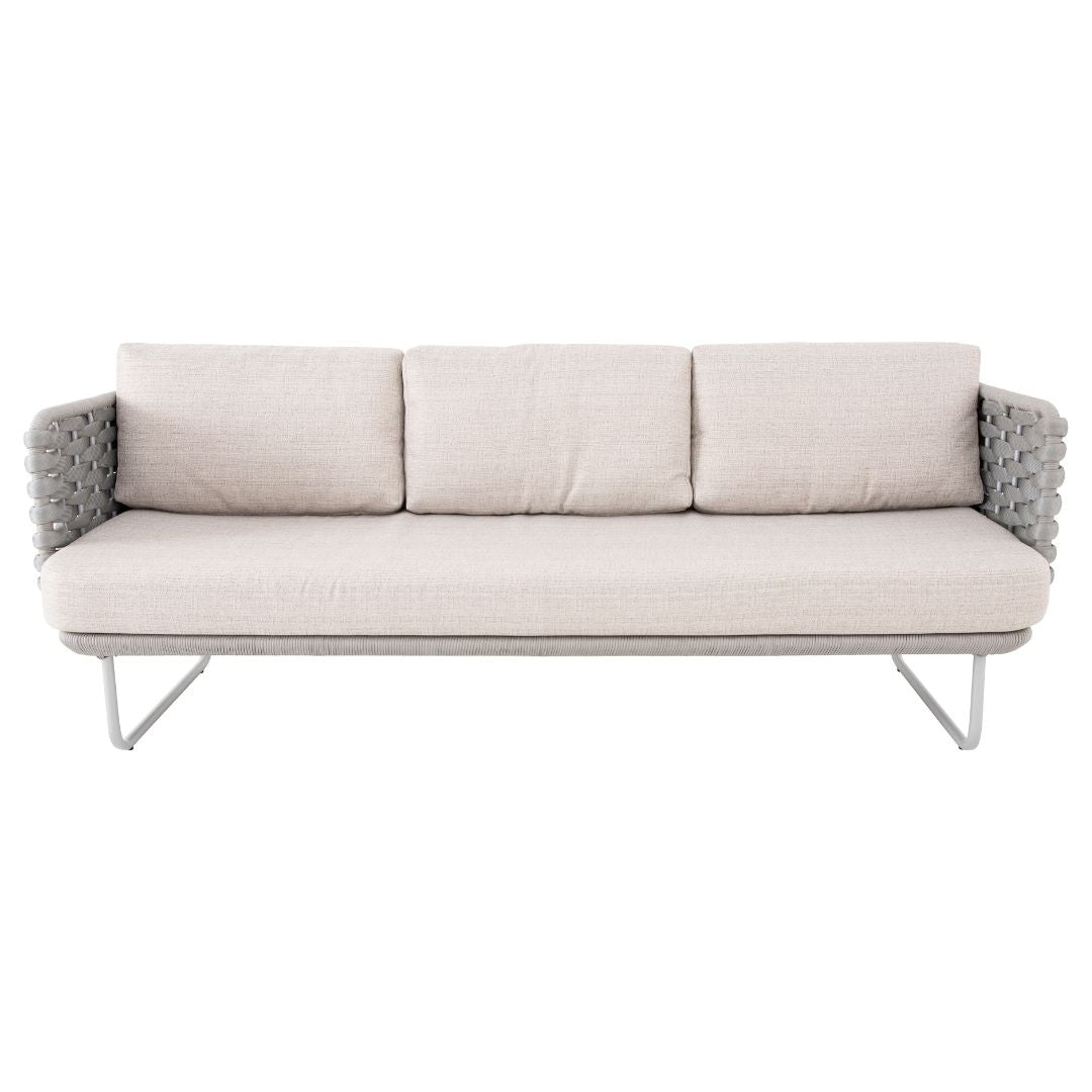 Sofá Veredas Aluminio Color Blanco Tejido Náutico Color Plata Asiento Tapizado Tela Quaker Mix Beige