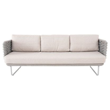 Sofá Veredas Aluminio Color Blanco Tejido Náutico Color Plata Asiento Tapizado Tela Quaker Mix Beige