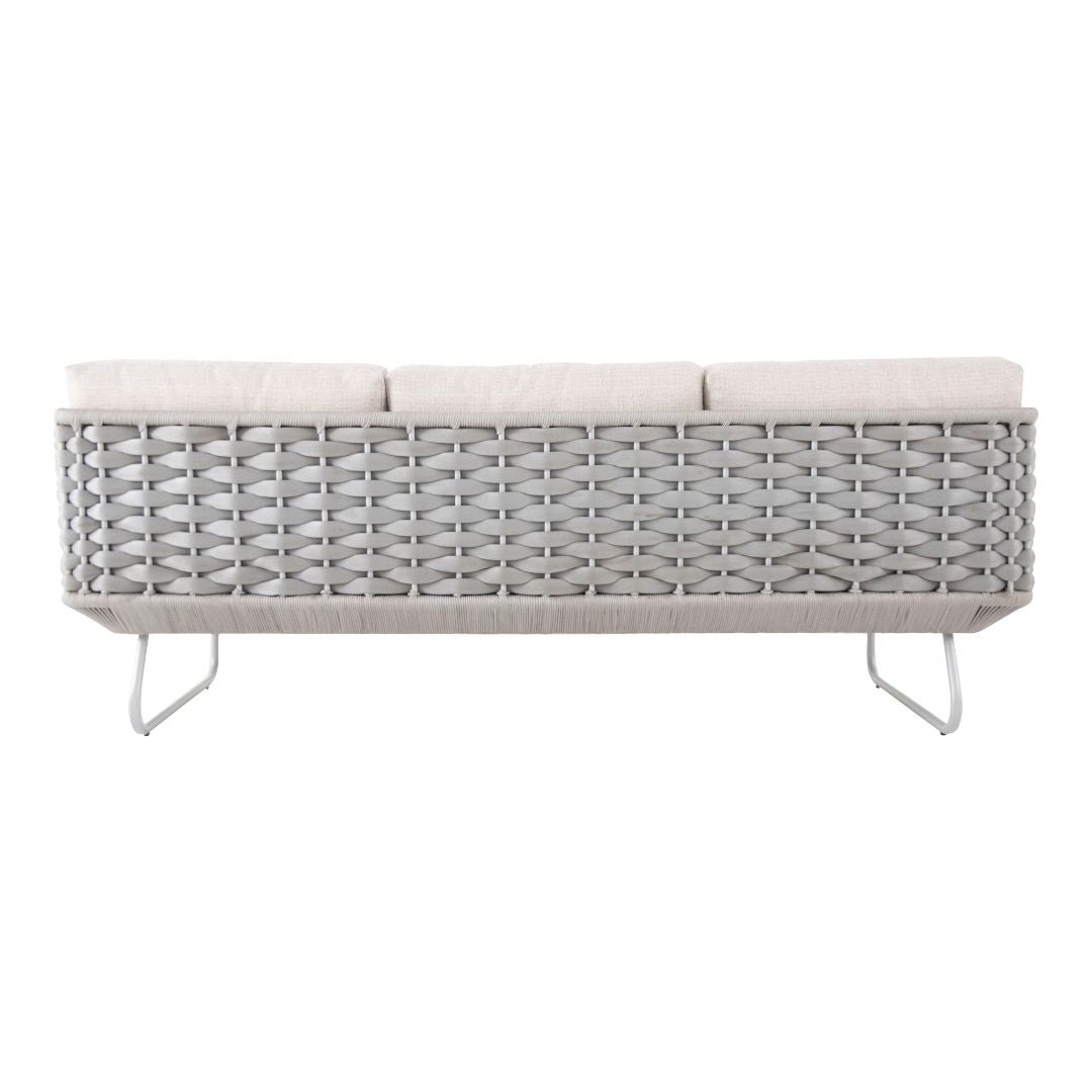 Sofá Veredas Aluminio Color Blanco Tejido Náutico Color Plata Asiento Tapizado Tela Quaker Mix Beige