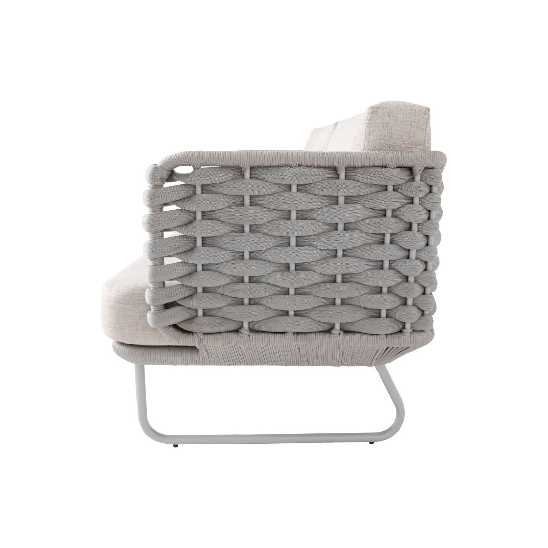 Sofá Veredas Aluminio Color Blanco Tejido Náutico Color Plata Asiento Tapizado Tela Quaker Mix Beige