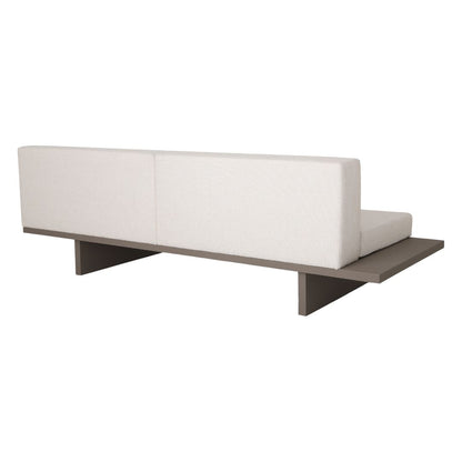 Sofá Victus con Bandeja sin Brazos Aluminio Color Champán Respaldo y Asiento Tapizado en Tela Doble Blanco