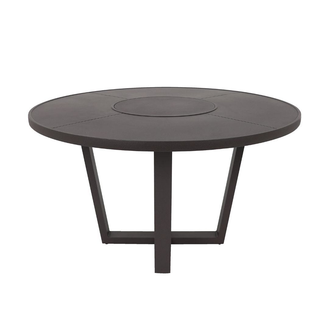 Búzios Table with 150cm Turntable, Black Aluminum