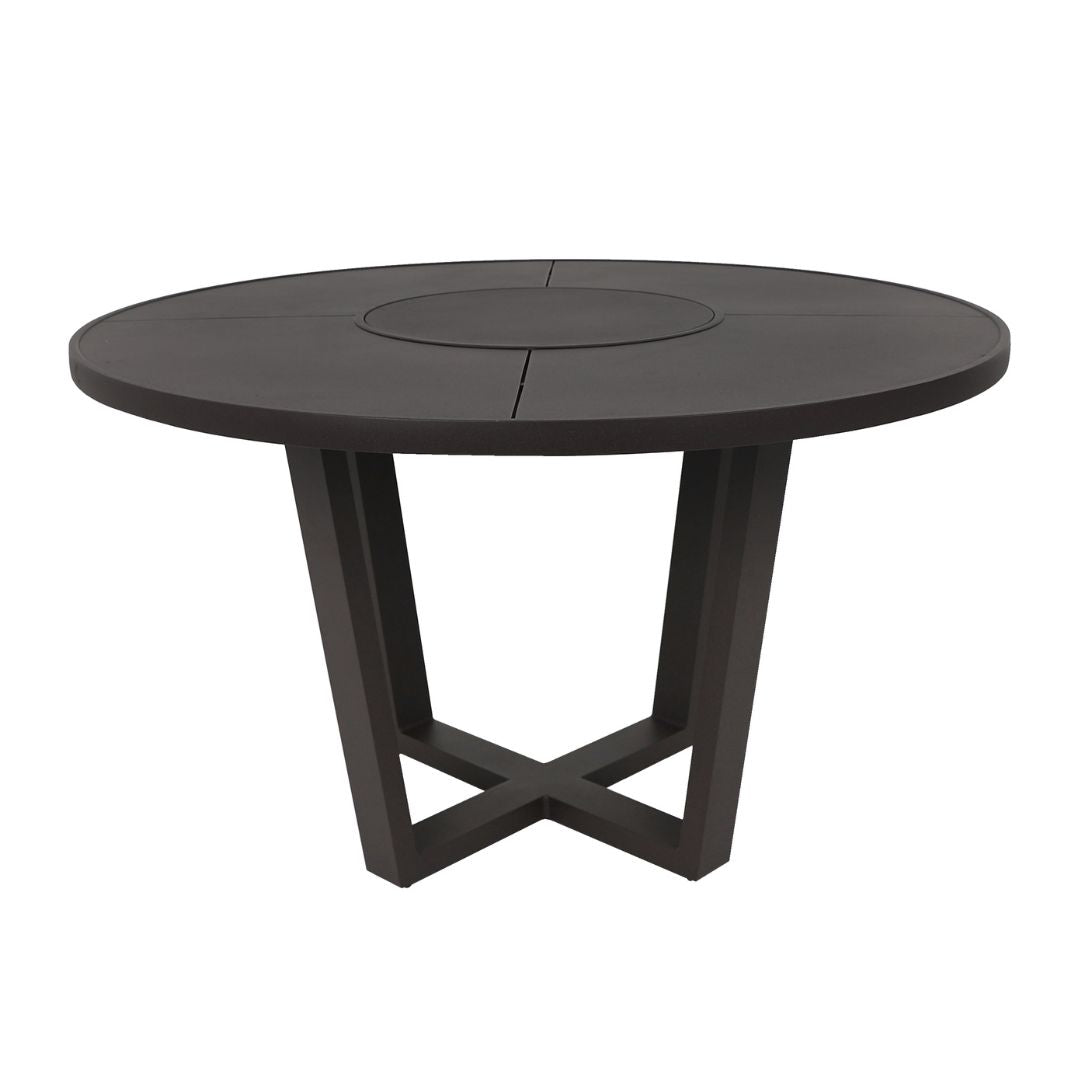 Búzios Table with 150cm Turntable, Black Aluminum
