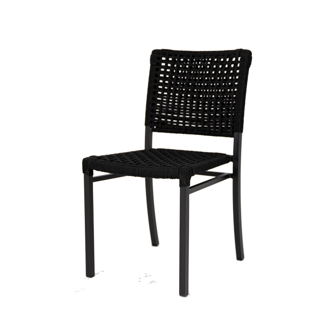 Silla Angra Aluminio Color Negro Cuerda Náutica Color Negro | Toth Móveis
