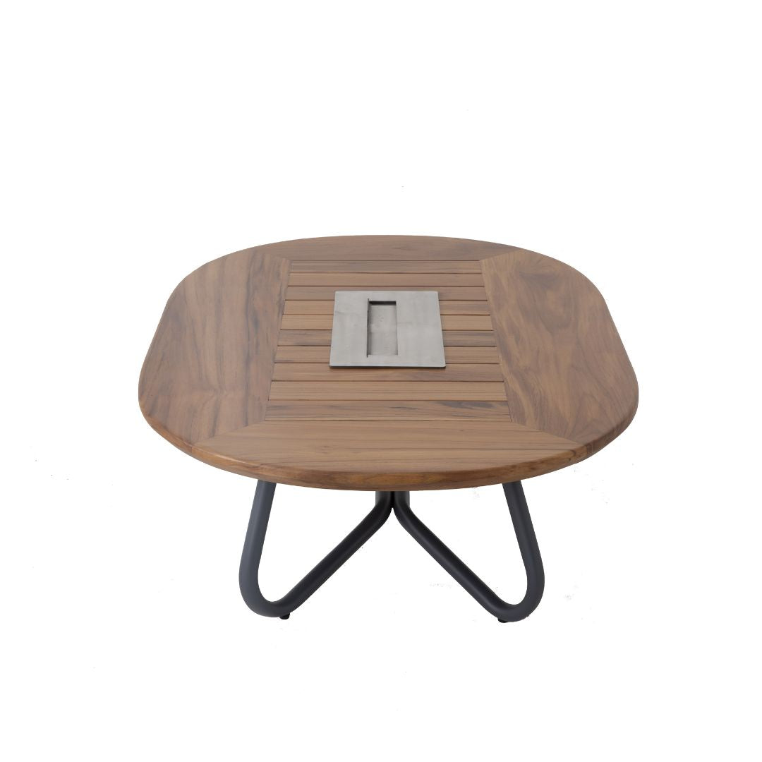 Mesa de Centro Armani 120x70cm con Chimenea Freijó Madera Aluminio Color Negro