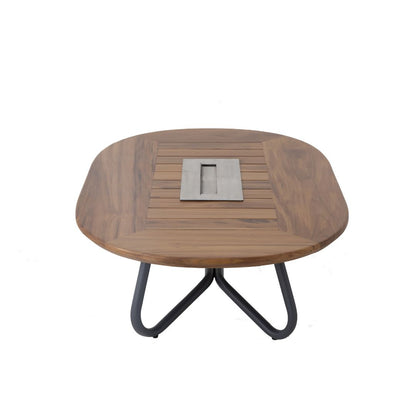 Mesa de Centro Armani 120x70cm con Chimenea Freijó Madera Aluminio Color Negro
