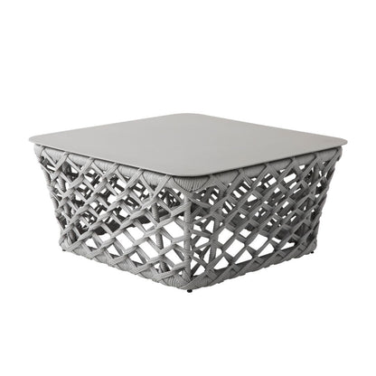 Costa Rica Coffee Table 72x72cm Aluminum Gray Color Nautical Rope Silver Color