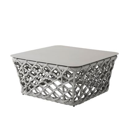 Costa Rica Coffee Table 72x72cm Aluminum Gray Color Nautical Rope Silver Color