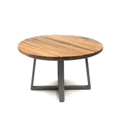 Mesa de Centro Jasmim 60cm Madeira Freijó Alumínio Cor Cinza