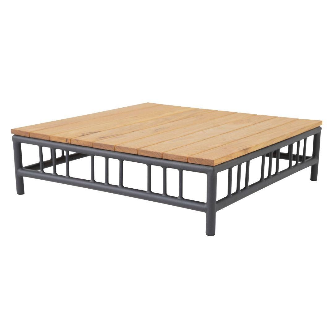 Mesa de Centro Marroquí 90x90cm Freijó Madera Aluminio Color Plomo