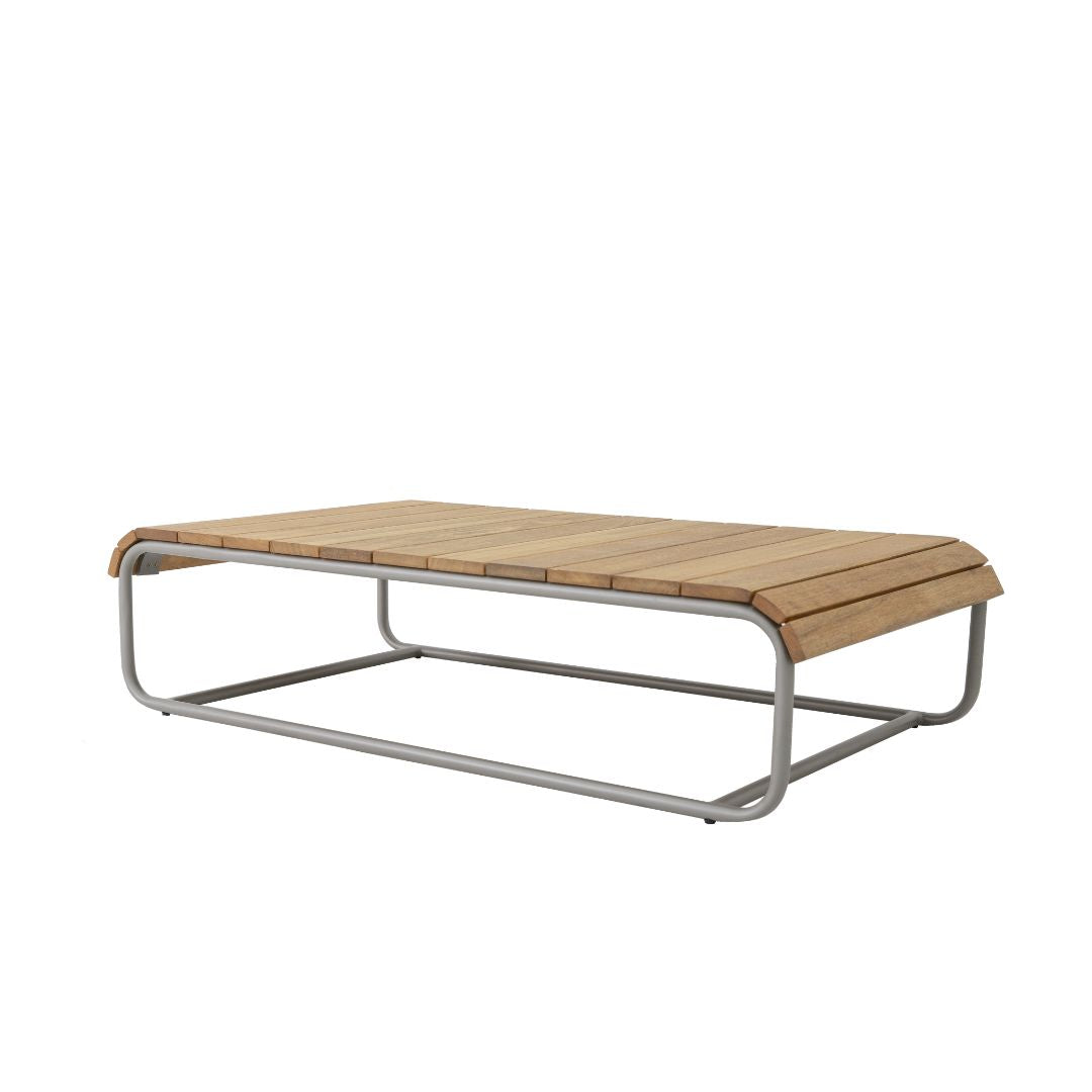 Alba Coffee Table 140x80cm Freijó Wood Aluminum Silver Color