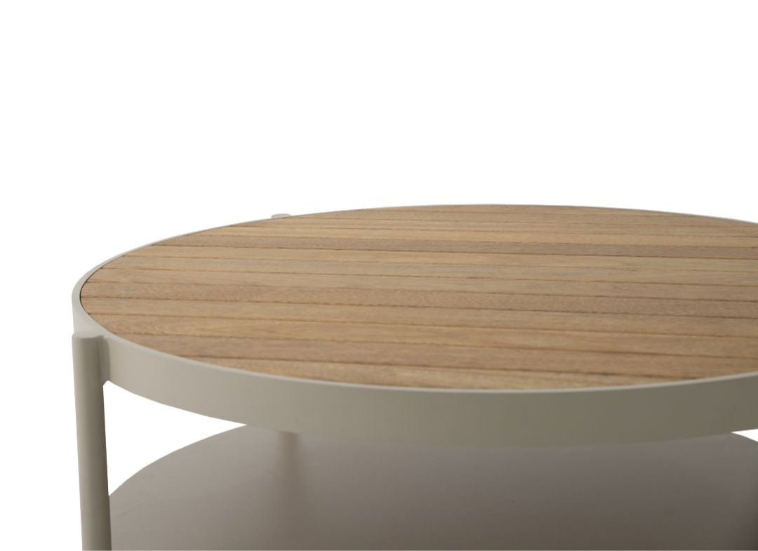 Mesa de Centro Dallas 100cm Madeira Freijó Alumínio Cor Bege