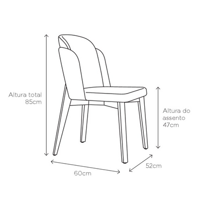 Cadeira Cloe Madeira Natural Assento Estofado Tecido BR6001 com Puxador Caramelo