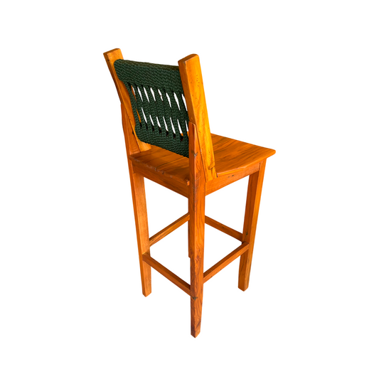 Solid Wood and Nautical Rope Stool in Blue