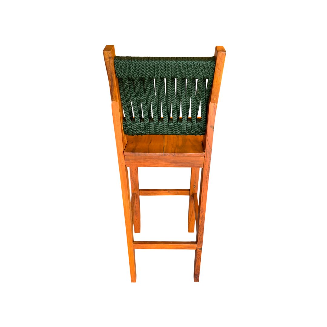 Solid Wood and Nautical Rope Stool in Blue