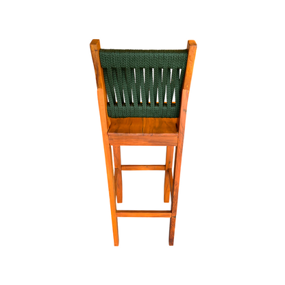 Solid Wood and Nautical Rope Stool in Blue