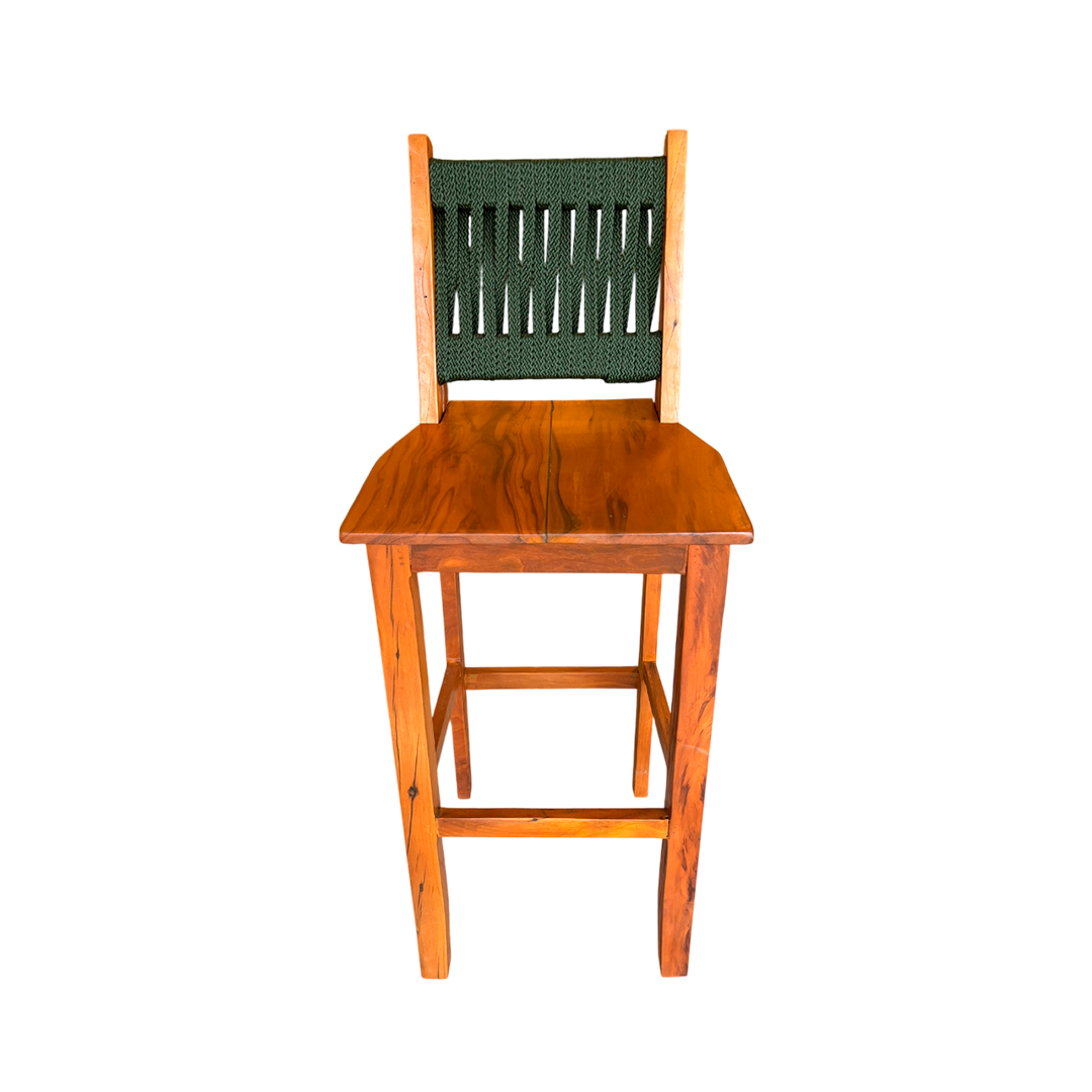 Solid Wood and Nautical Rope Stool in Blue