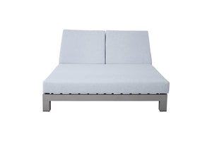 Espreguiçadeira Casal Volt Estofada Aluminio Cinza Tecido Acquablock