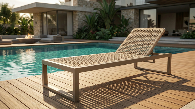 Espreguiçadeira Gold Alumínio Fendi e Corda Náutica Rami