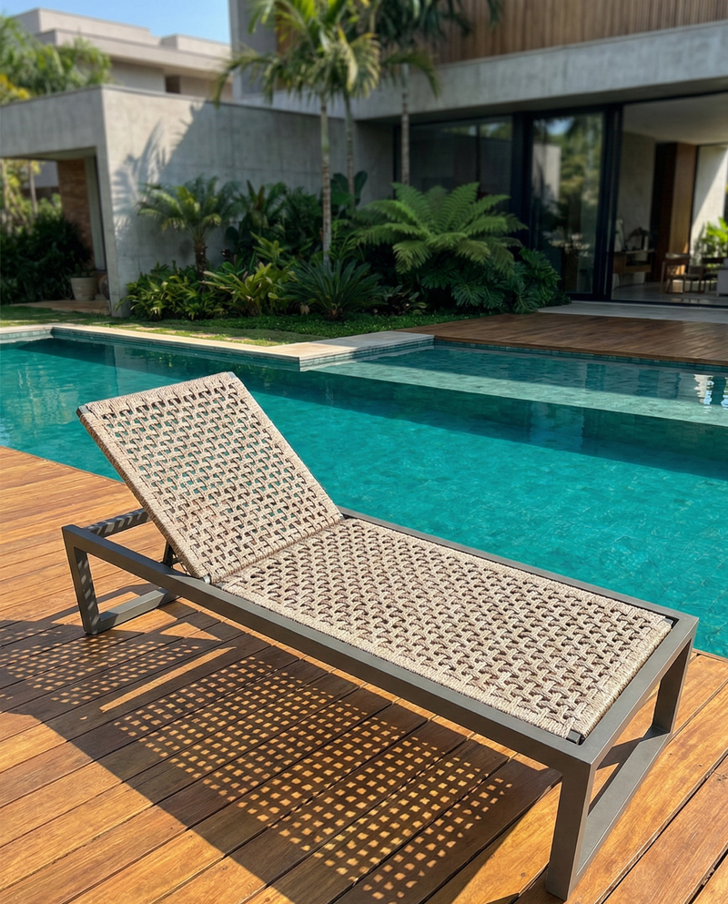 Espreguiçadeira Gold Alumínio Fendi e Corda Náutica Rami