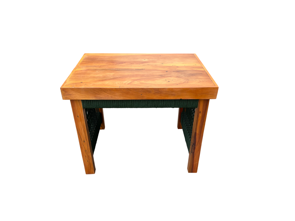 Mesa de Centro Lux 60x40cm Madeira Maciça e Corda Náutica Verde Musgo | Toth Móveis