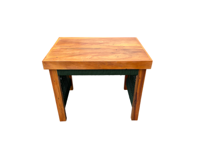 Mesa de Centro Lux 60x40cm Madeira Maciça e Corda Náutica Verde Musgo
