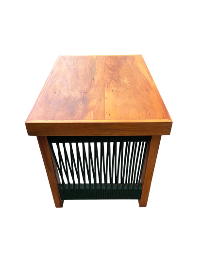 Mesa de Centro Lux 60x40cm Madeira Maciça e Corda Náutica Verde Musgo