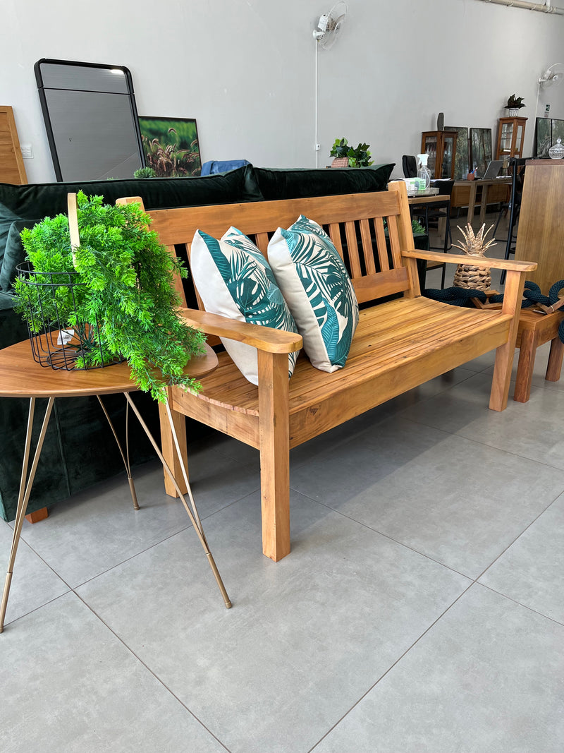 Straight Slatted Bench in Solid Wood