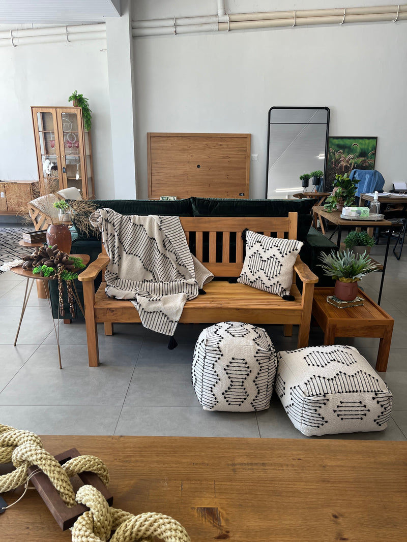 Straight Slatted Bench in Solid Wood