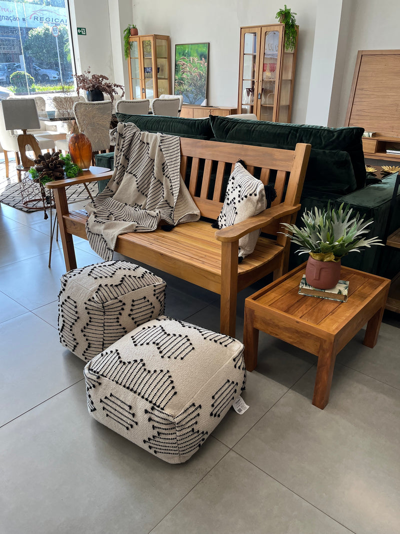 Straight Slatted Bench in Solid Wood