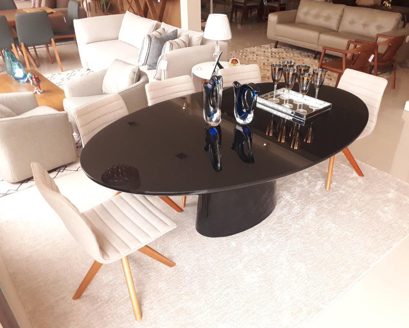 Mesa de Jantar Geórgia Oval Madeira Cor Cinamomo BN 160x100cm