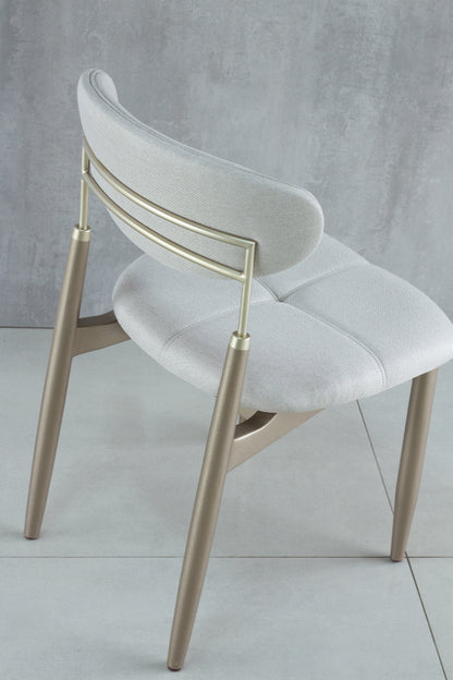 Adara Chair Natural Wood Black Metal Upholstered Fabric Seat BR6000