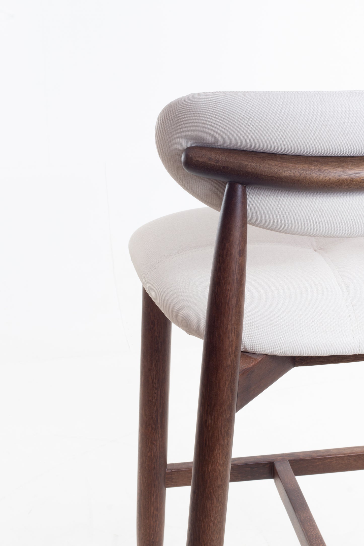 Banqueta Ana Madeira Castanho Assento Tecido BS709