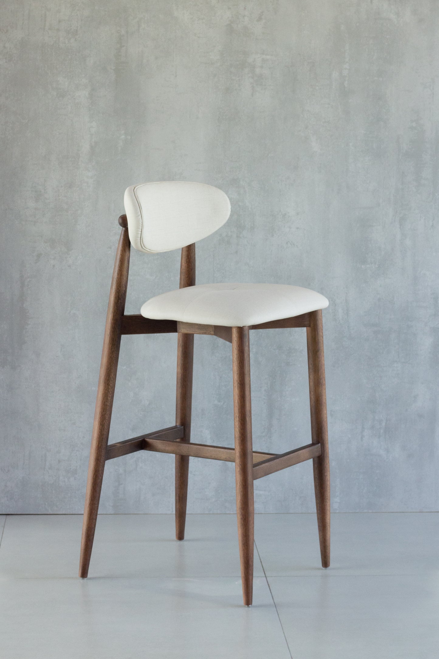 Banqueta Ana Madeira Castanho Assento Tecido BS709